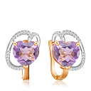 Серьги с английским замком из красного золота с аметистом