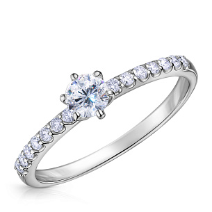 Кольцо помолвочное из белого золота с бриллиантом