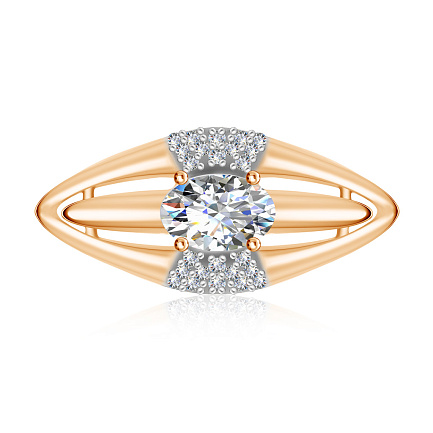 Кольцо из красного золота с фианитом