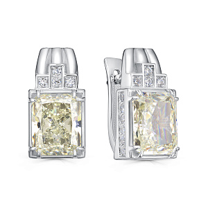 Серьги с английским замком из серебра с фианитом