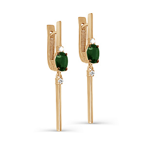 Серьги с английским замком из красного золота с бриллиантами