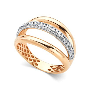 Кольцо из красного золота с бриллиантом