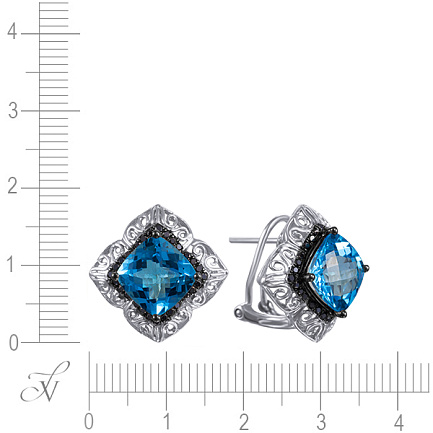 Серьги из белого золота с топазами