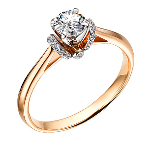 Кольцо из красного золота с бриллиантом