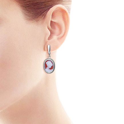 Серьги из серебра с агатом