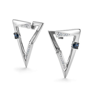 Серьги с английским замком из белого золота с бриллиантом