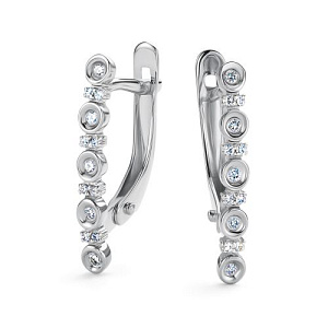 Серьги с английским замком из белого золота