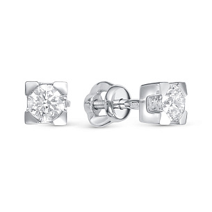 Серьги из белого золота с бриллиантом