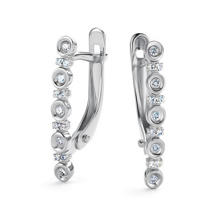 Серьги с английским замком из белого золота