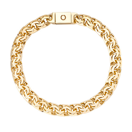 Браслет ручной работы из желтого золота, плетение бисмарк