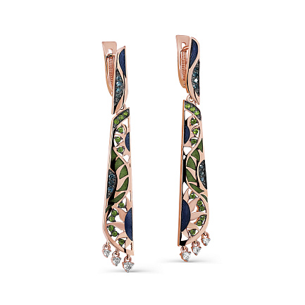 Серьги с английским замком из красного золота с бриллиантами