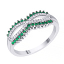 Кольцо из белого золота с бриллиантами, изумрудами