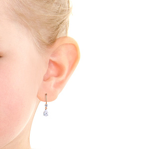 Серьги детские из красного золота с фианитом