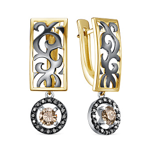 Серьги с английским замком из желтого золота с бриллиантом