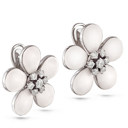 Серьги с английским замком из серебра с фианитами