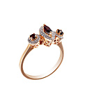 Кольцо из красного золота с бриллиантами, гранатом