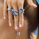 Кольцо из белого золота с бриллиантами, сапфирами