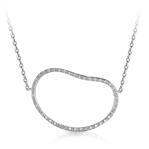 Колье из белого золота с бриллиантом, плетение якорное