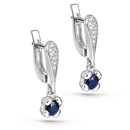 Серьги с английским замком из белого золота с бриллиантами