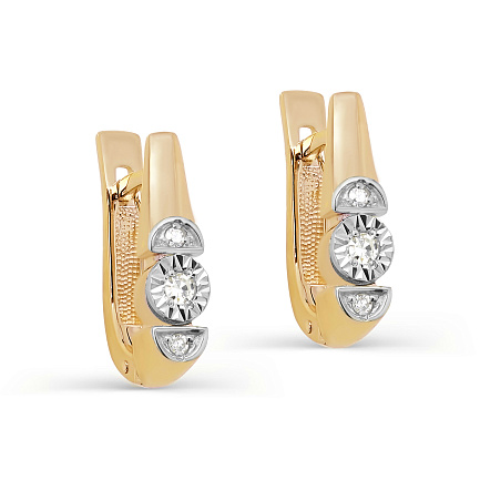 Серьги с английским замком из желтого золота