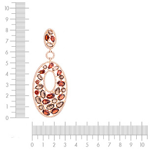 Подвеска из красного золота с бриллиантами, раухтопазами и гранатами