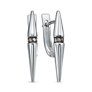 Серьги с английским замком из серебра с бриллиантом