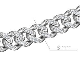 Цепь декоративная из серебра с фианитом