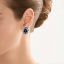 Серьги из белого золота с бриллиантами, сапфирами