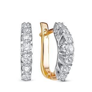 Серьги из красного золота с бриллиантом