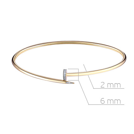 Браслет жесткий из желтого золота с бриллиантами