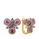 Серьги с английским замком из желтого золота с бриллиантами