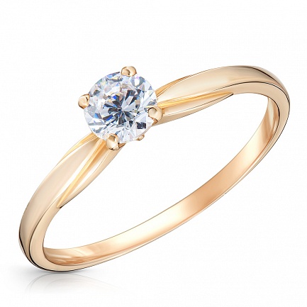 Кольцо из красного золота с фианитом