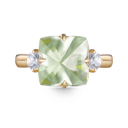 Кольцо из желтого золота с фианитом