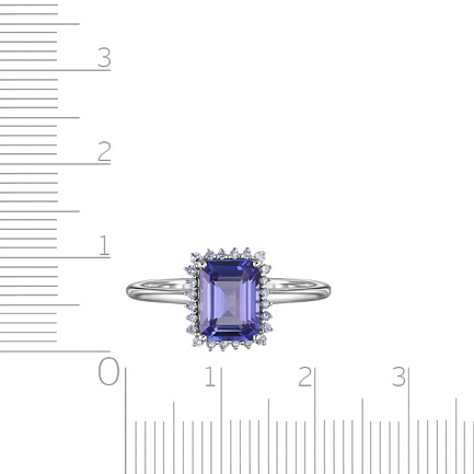 Кольцо из белого золота с бриллиантами, танзанитом