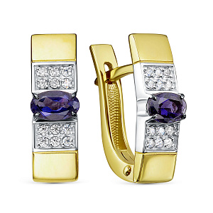 Серьги с английским замком из серебра с фианитами