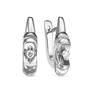 Серьги с английским замком из белого золота с бриллиантами