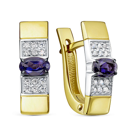 Серьги с английским замком из серебра с фианитами