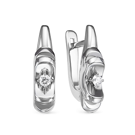 Серьги с английским замком из белого золота с бриллиантами