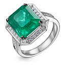 Кольцо из белого золота с бриллиантами, изумрудом