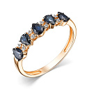 Кольцо из красного золота с бриллиантами, сапфирами