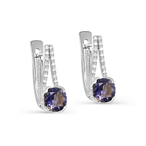 Серьги с английским замком из белого золота с бриллиантами