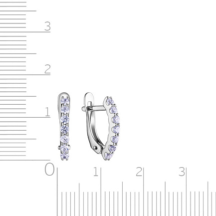 Серьги с английским замком из серебра с фианитом