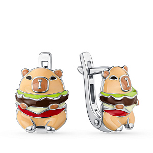 Серьги детские из серебра с эмалью