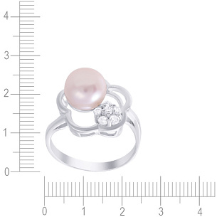 Кольцо из серебра с фианитом, жемчугом