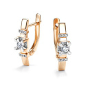 Серьги с английским замком из красного золота с бриллиантами