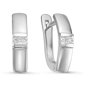 Серьги с английским замком из белого золота с бриллиантами