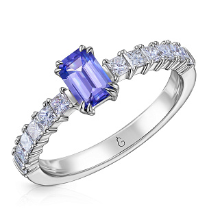 Кольцо из белого золота с танзанитом