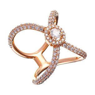 Кольцо из красного золота с бриллиантом