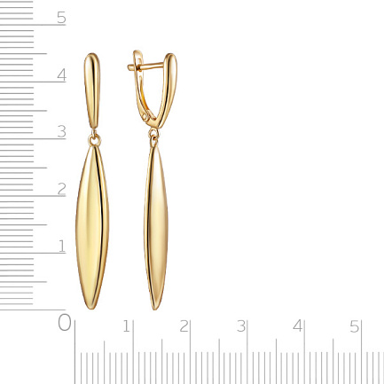 Серьги с английским замком из желтого золота