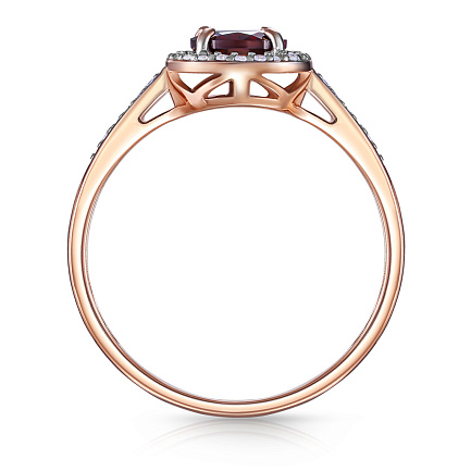 Кольцо из красного золота с бриллиантами, гранатом